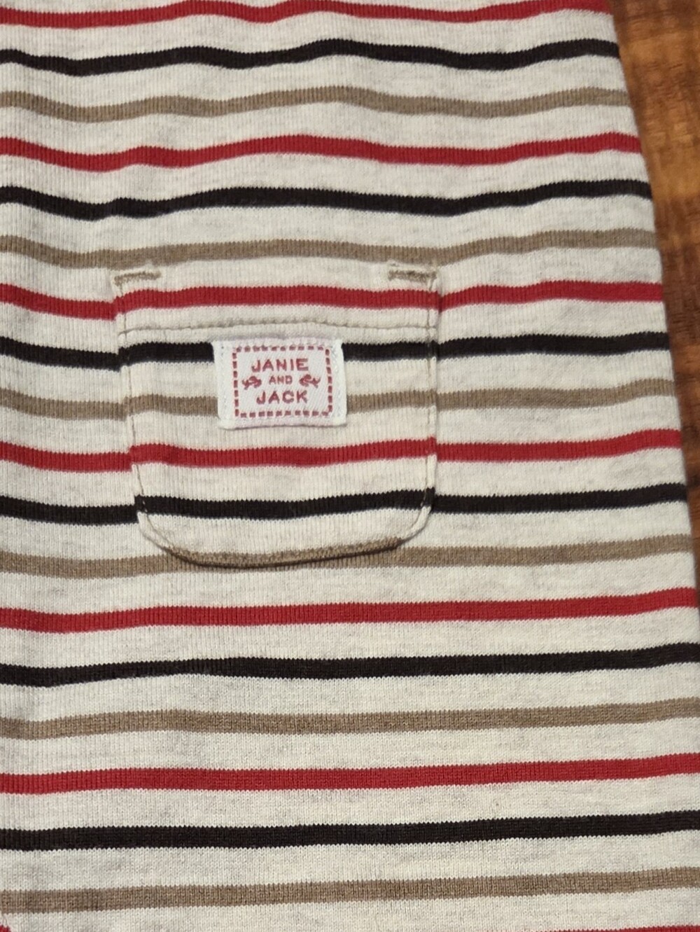 Janie and Jack NWT 0-3 Months Red/Brown/Tan Striped Moose One-Piece Romper - Picture 5 of 6